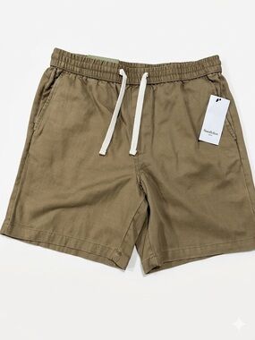 NWT Goodfellow & Co Men's Pull-On Drawstring Shorts Brown Khaki Twill Size Small